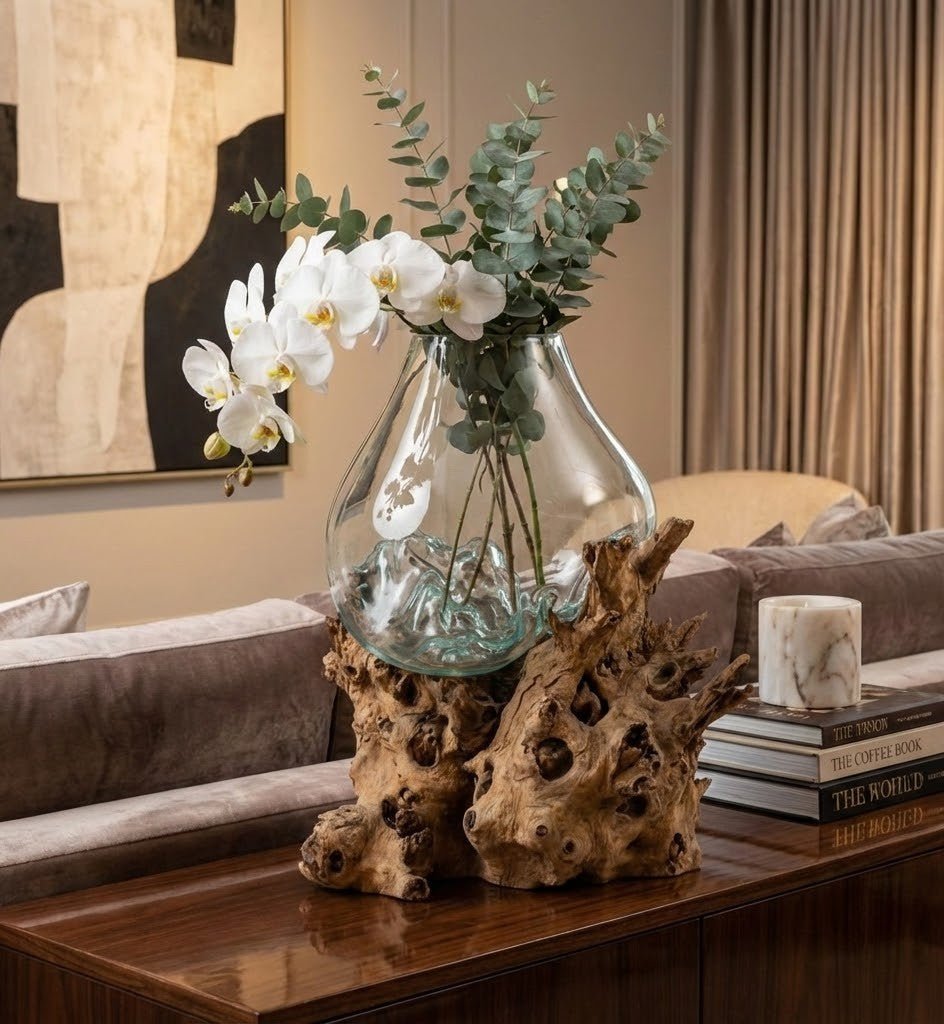 Vaas XL Op Voet - Gamal Hout & Gerecycleerd Glas - OutHome